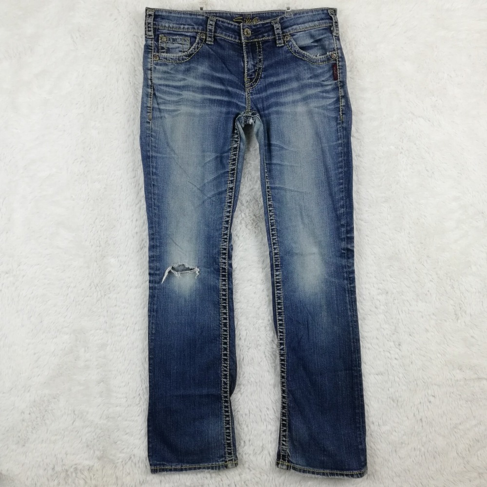 Silver Jeans Womens Berkley Surplus Boot Cut Blue Denim Medium Wash Mid Rise 31